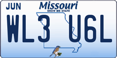 MO license plate WL3U6L