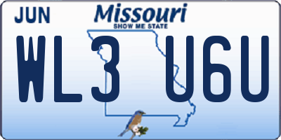MO license plate WL3U6U