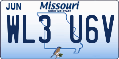MO license plate WL3U6V