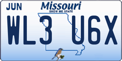 MO license plate WL3U6X