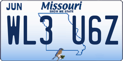 MO license plate WL3U6Z