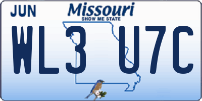 MO license plate WL3U7C