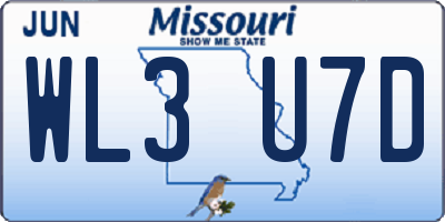 MO license plate WL3U7D