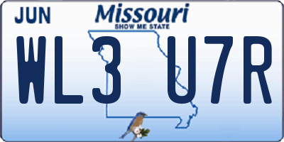 MO license plate WL3U7R