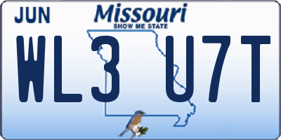 MO license plate WL3U7T