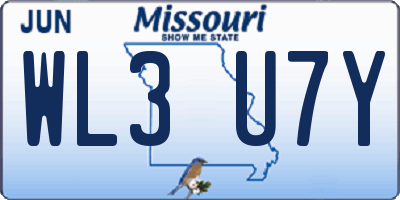 MO license plate WL3U7Y