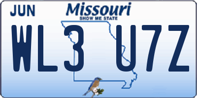MO license plate WL3U7Z