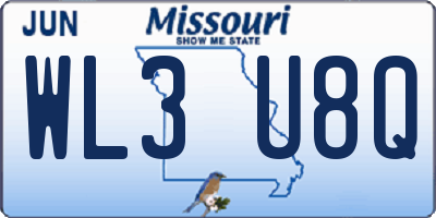MO license plate WL3U8Q