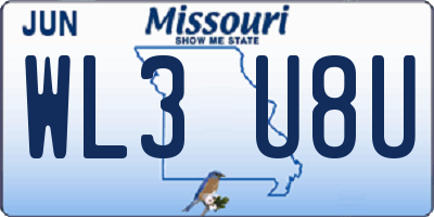 MO license plate WL3U8U