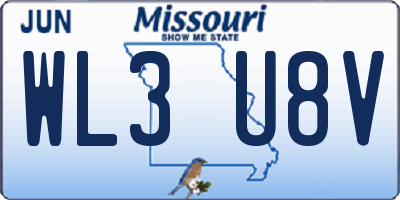 MO license plate WL3U8V