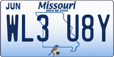 MO license plate WL3U8Y