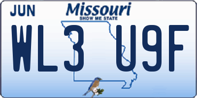 MO license plate WL3U9F