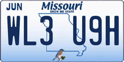 MO license plate WL3U9H