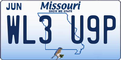 MO license plate WL3U9P