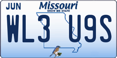 MO license plate WL3U9S