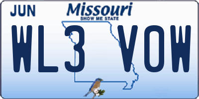 MO license plate WL3V0W
