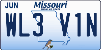 MO license plate WL3V1N