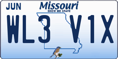 MO license plate WL3V1X