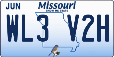MO license plate WL3V2H