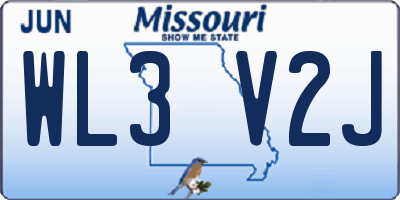 MO license plate WL3V2J