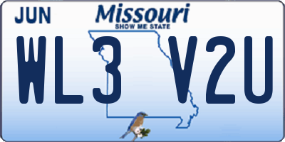 MO license plate WL3V2U