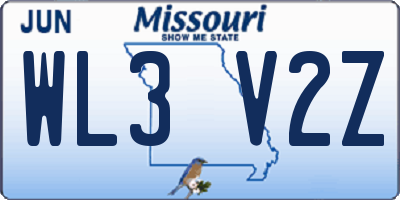 MO license plate WL3V2Z
