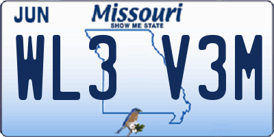 MO license plate WL3V3M