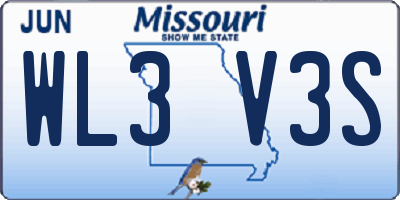 MO license plate WL3V3S