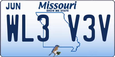 MO license plate WL3V3V