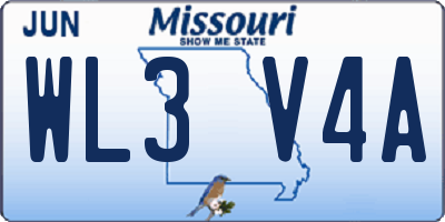 MO license plate WL3V4A