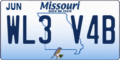 MO license plate WL3V4B