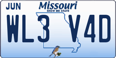 MO license plate WL3V4D