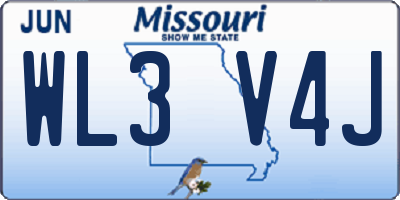 MO license plate WL3V4J