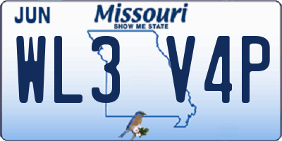 MO license plate WL3V4P