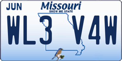 MO license plate WL3V4W