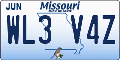 MO license plate WL3V4Z