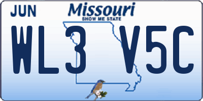 MO license plate WL3V5C