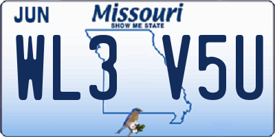 MO license plate WL3V5U