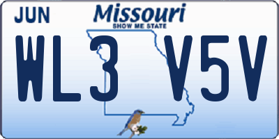 MO license plate WL3V5V
