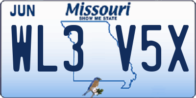 MO license plate WL3V5X