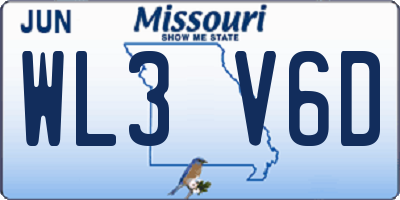 MO license plate WL3V6D