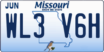 MO license plate WL3V6H