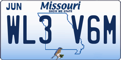 MO license plate WL3V6M