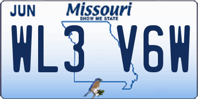 MO license plate WL3V6W