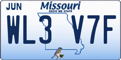 MO license plate WL3V7F