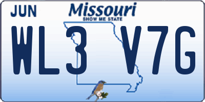 MO license plate WL3V7G