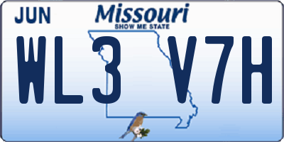 MO license plate WL3V7H