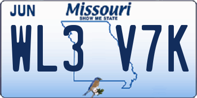 MO license plate WL3V7K