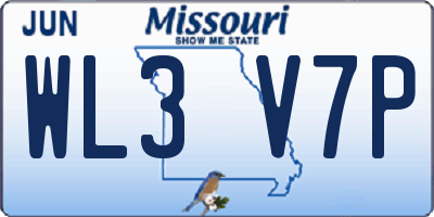 MO license plate WL3V7P