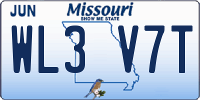 MO license plate WL3V7T